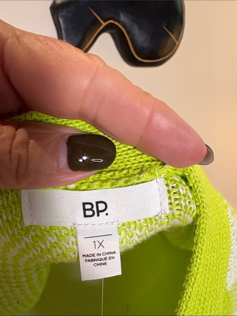 bp Lime Green and White Check V-Neck Cardigan - Picture 4 of 4